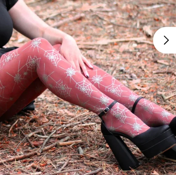 Snag Spidysense Root Beer Spider Web Patterned Tights D - Picture 2 of 5